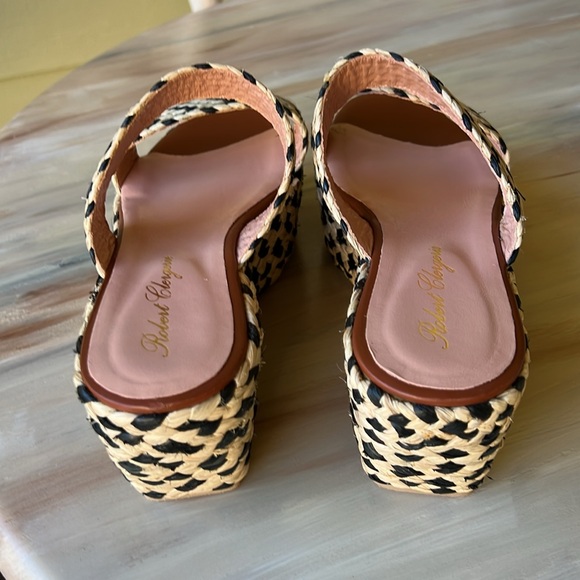 Robert Clergerie Rafia Double Band Platform Slides - Picture 4 of 13